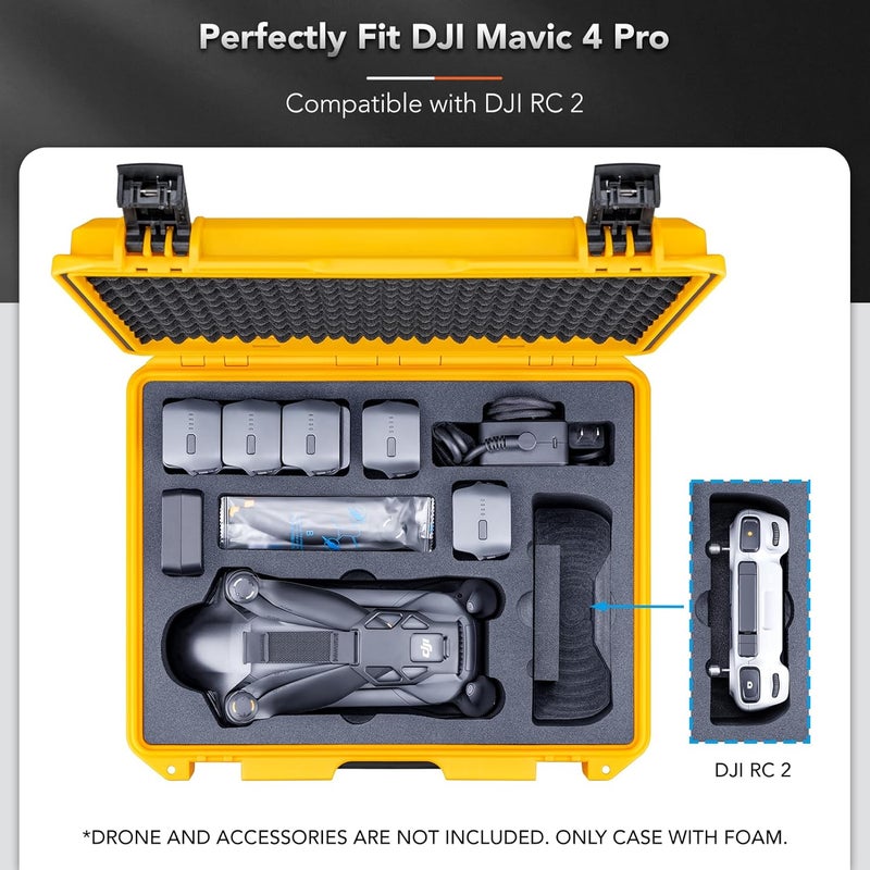 Lykus Titan M400 Waterproof Hard Case for DJI Mavic 4 Pro, DJI RC Pro 2/RC2, Fits up to 6 Batteries and Accessories in Fly More Combo/Creator Combo [CASE ONLY] - Image 3